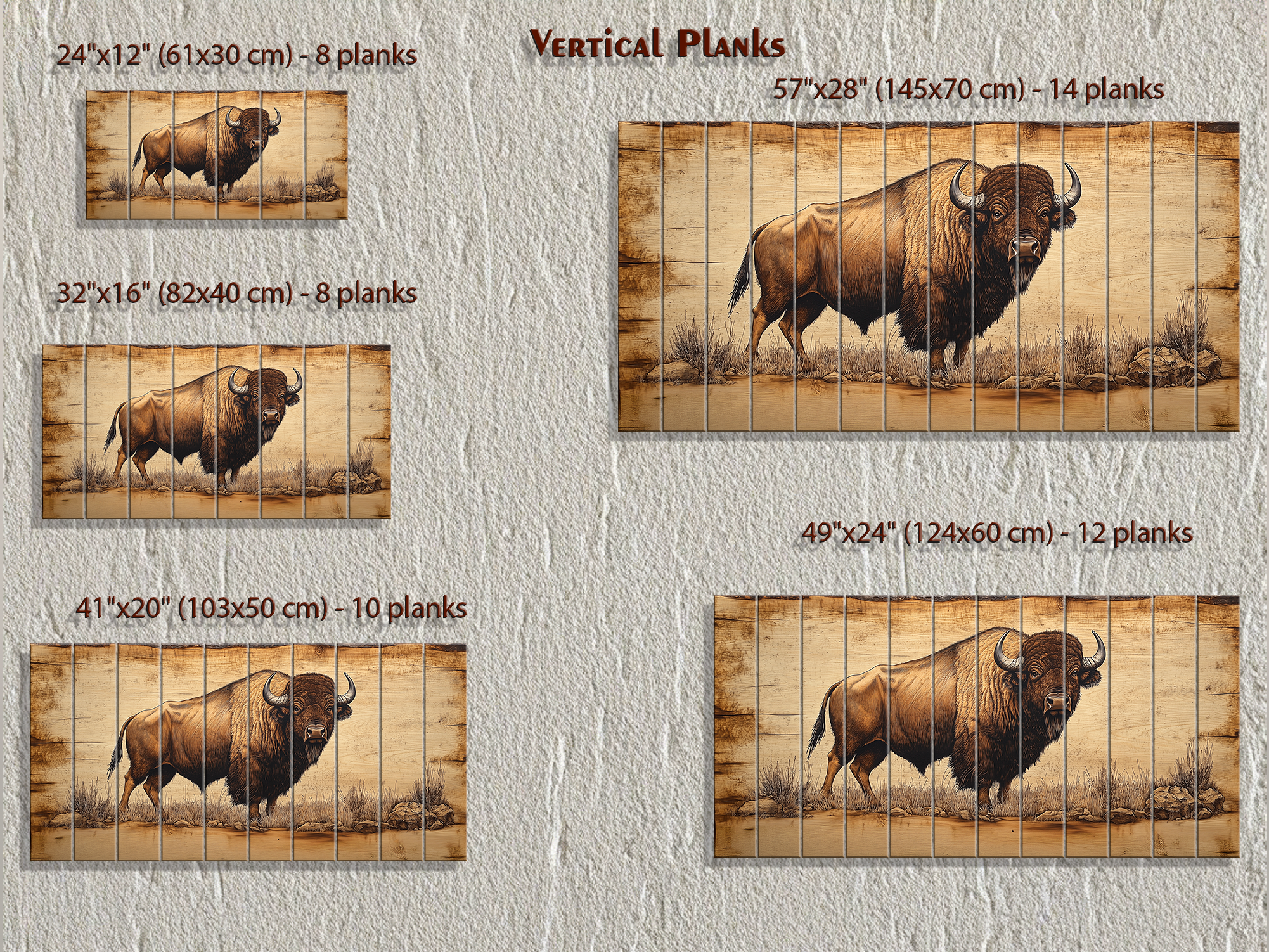 Buffalo Real Wood Wall Art  Western Decor for Office or Man Cave