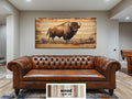 Buffalo Real Wood Wall Art  Western Decor for Office or Man Cave
