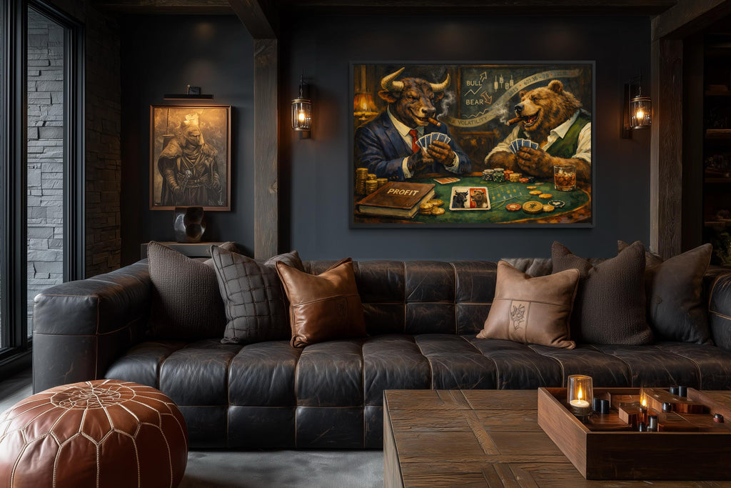 Bull And Bear Wall Art - Wall Street Canvas Print | Funny Finance Decor