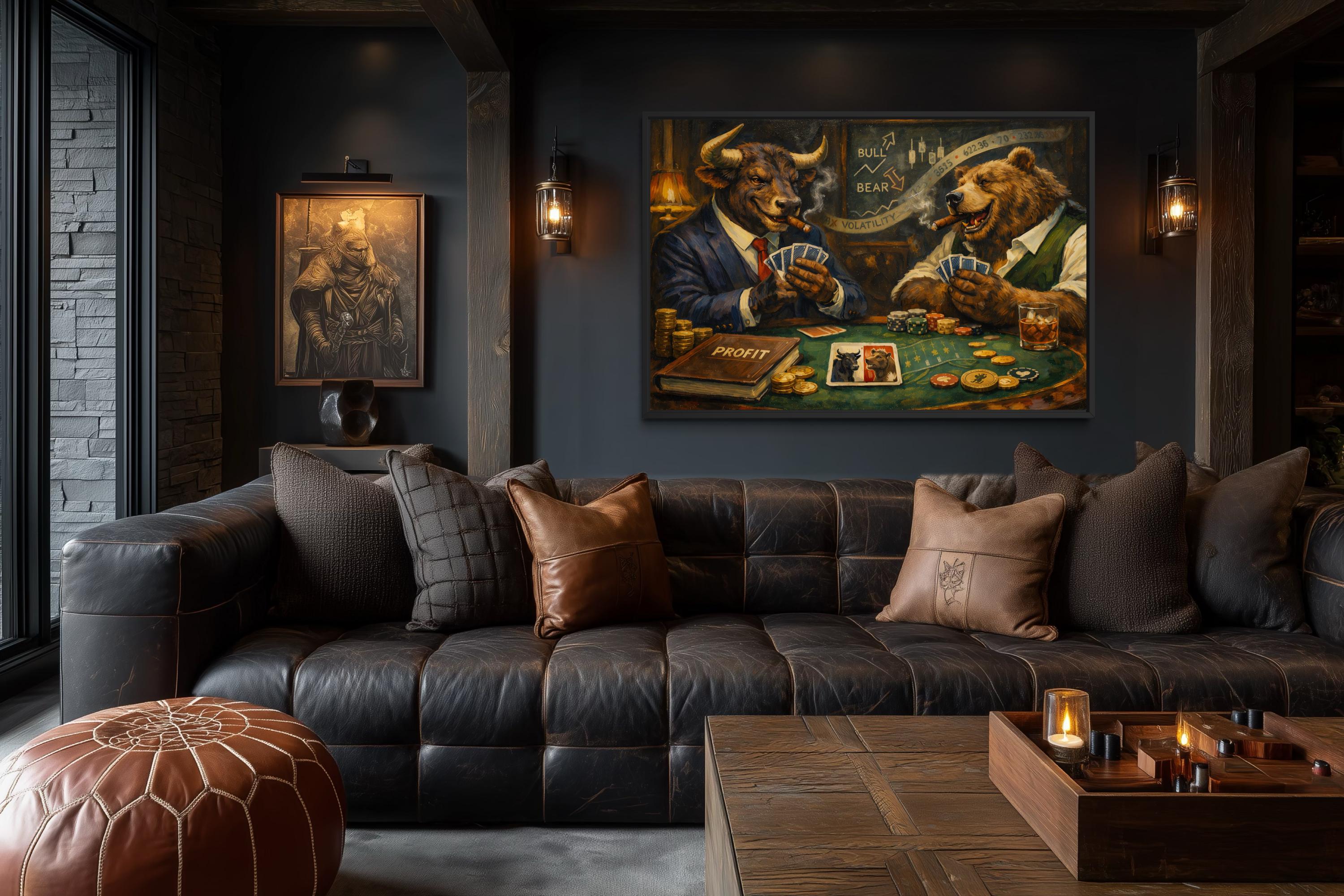 Bull And Bear Wall Art - Wall Street Canvas Print | Funny Finance Decor