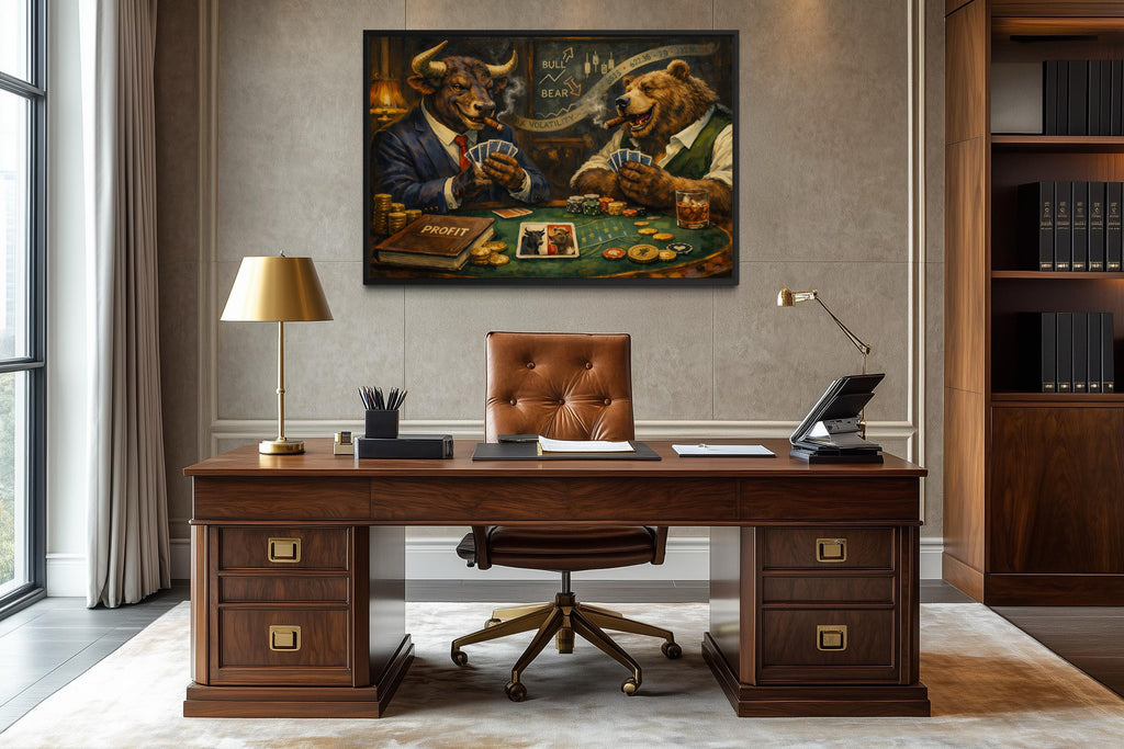 Bull And Bear Wall Art - Wall Street Canvas Print | Funny Finance Decor