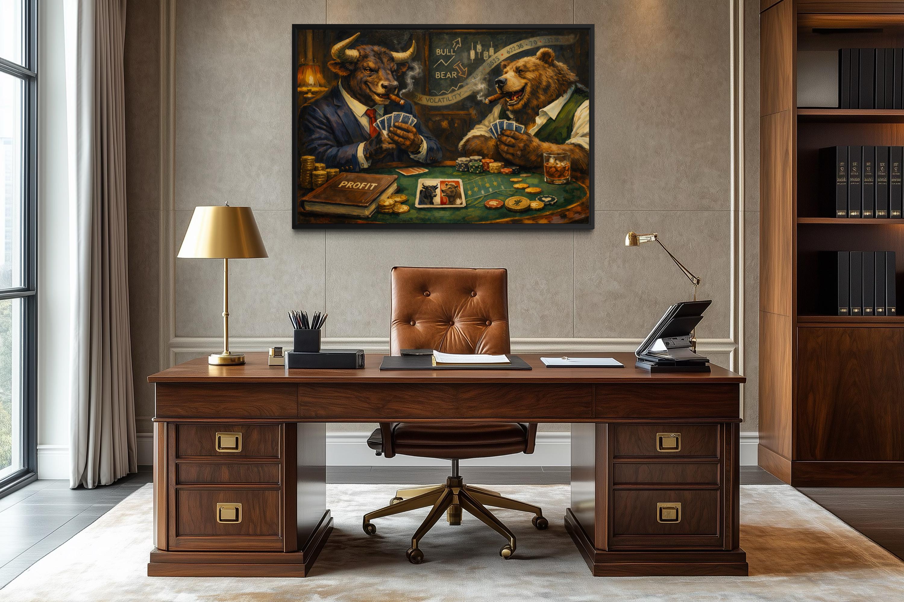 Bull And Bear Wall Art - Wall Street Canvas Print | Funny Finance Decor