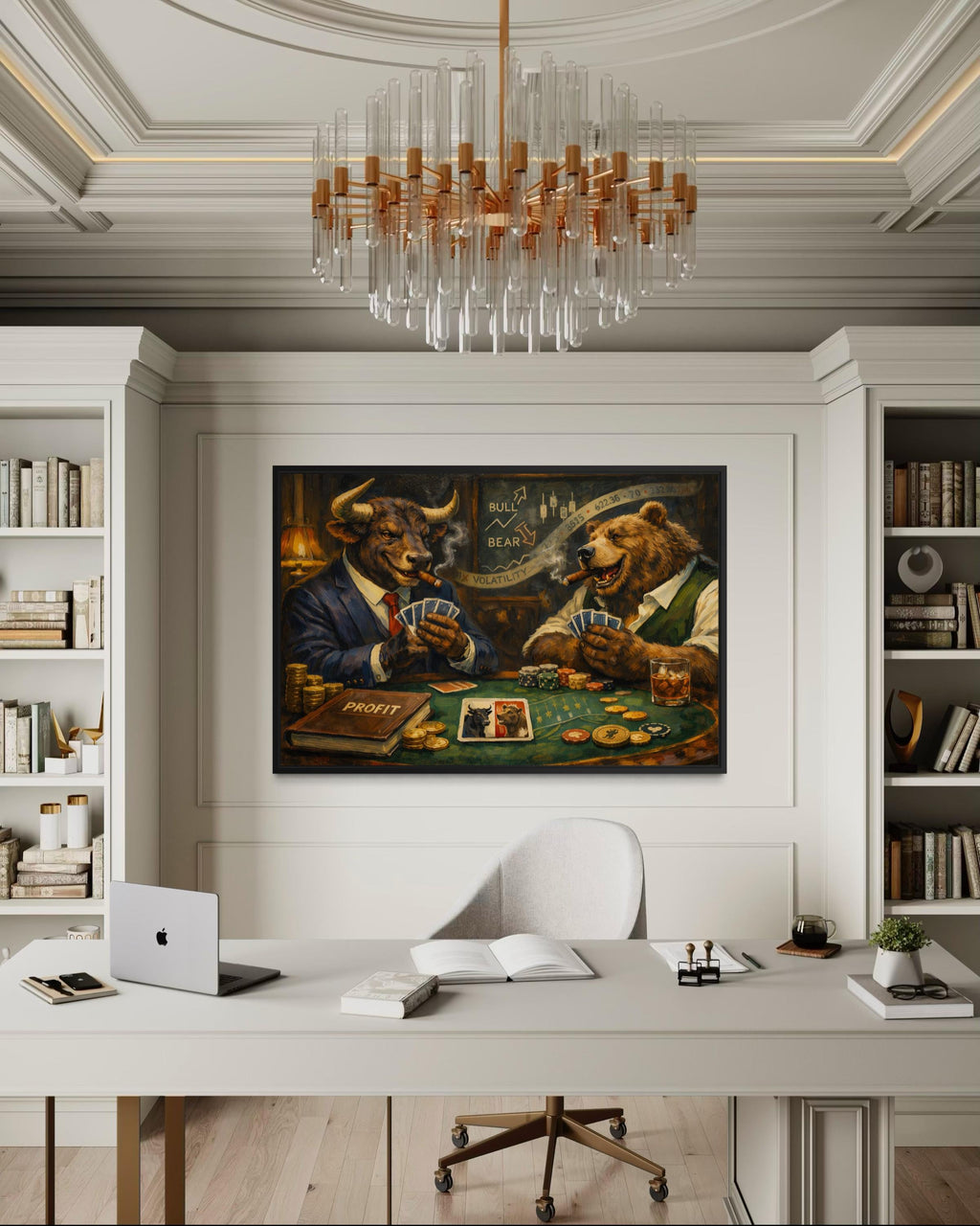 Bull And Bear Wall Art - Wall Street Canvas Print | Funny Finance Decor