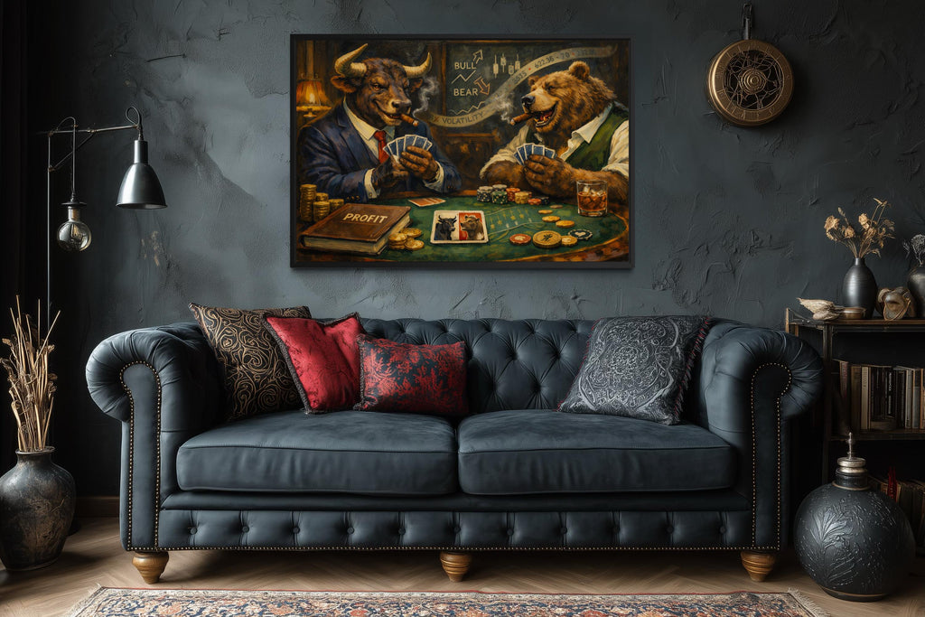 Bull And Bear Wall Art - Wall Street Canvas Print | Funny Finance Decor