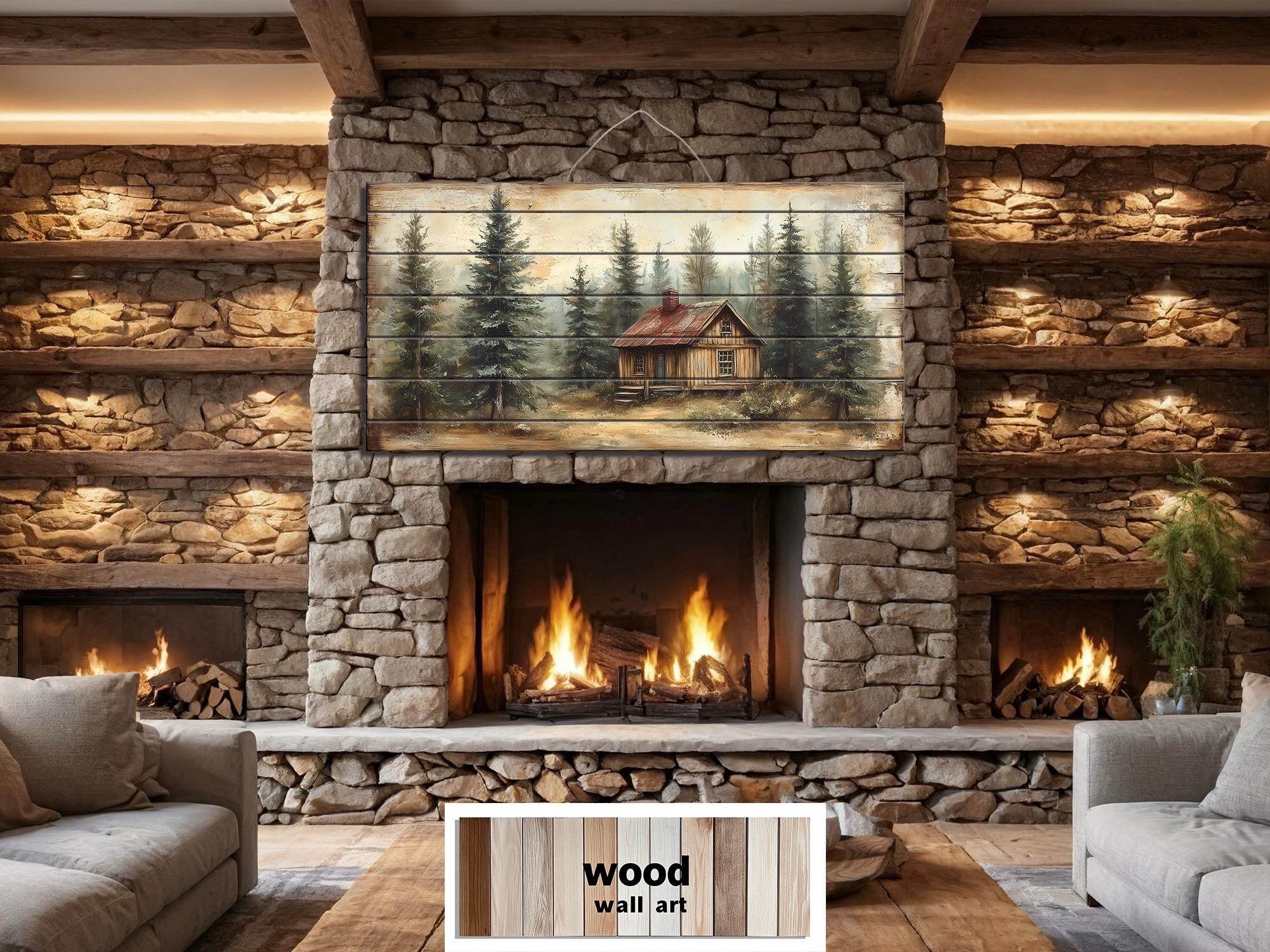 Cabin In The Woods Distressed Wood Wall Art