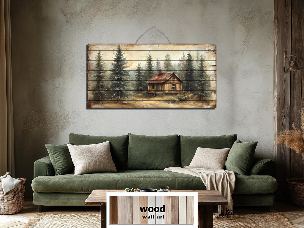 Cabin In The Woods Distressed Wood Wall Art