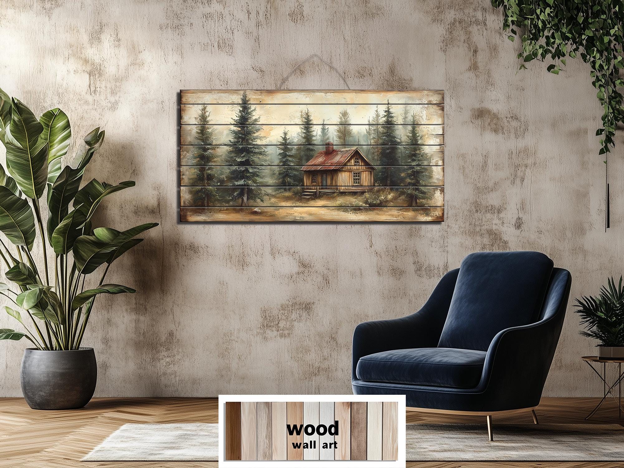 Cabin In The Woods Distressed Wood Wall Art