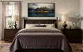 Cabin On The Lake Framed Canvas Wall Art