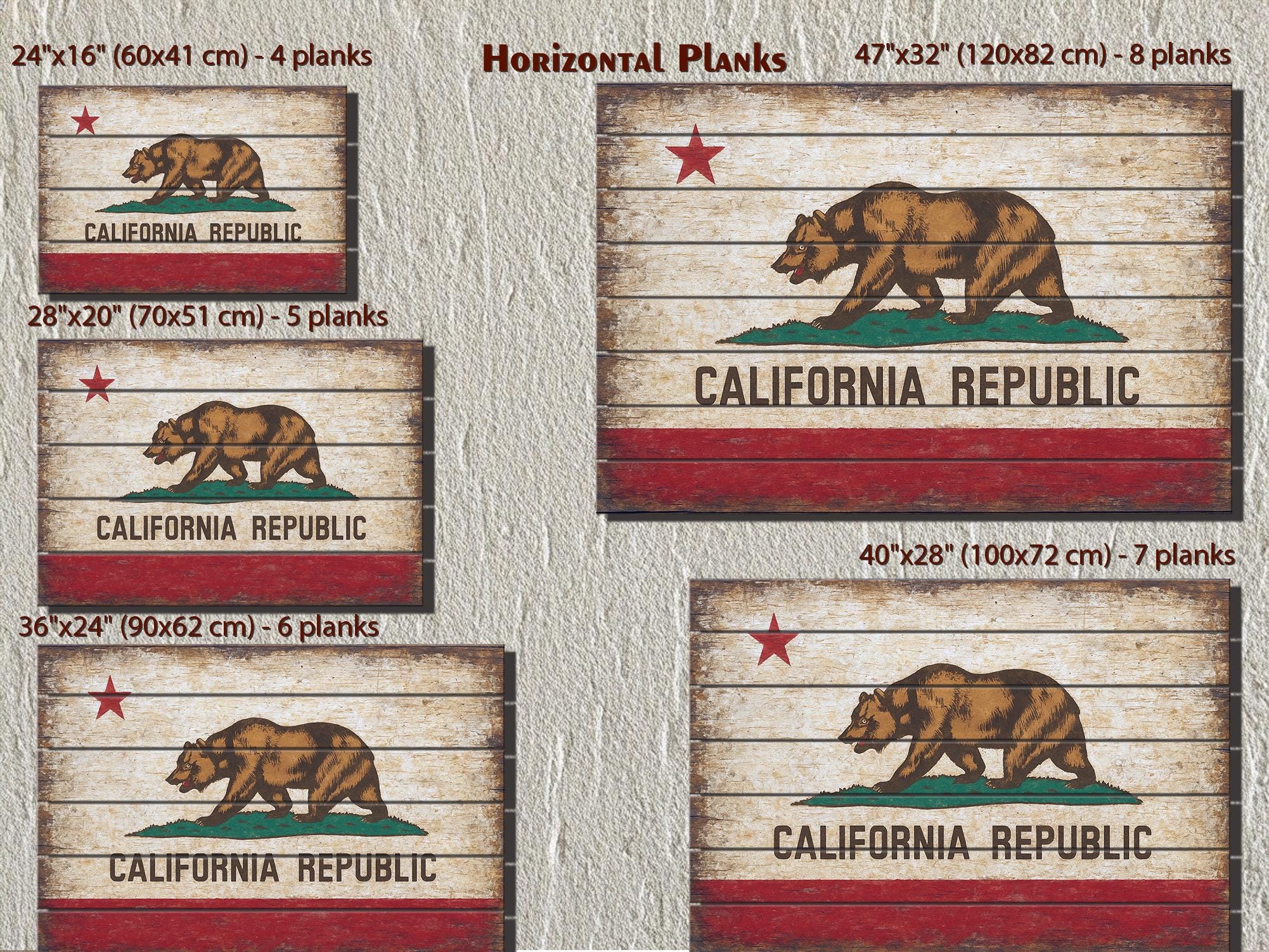 California Flag Distressed Wood Wall Art