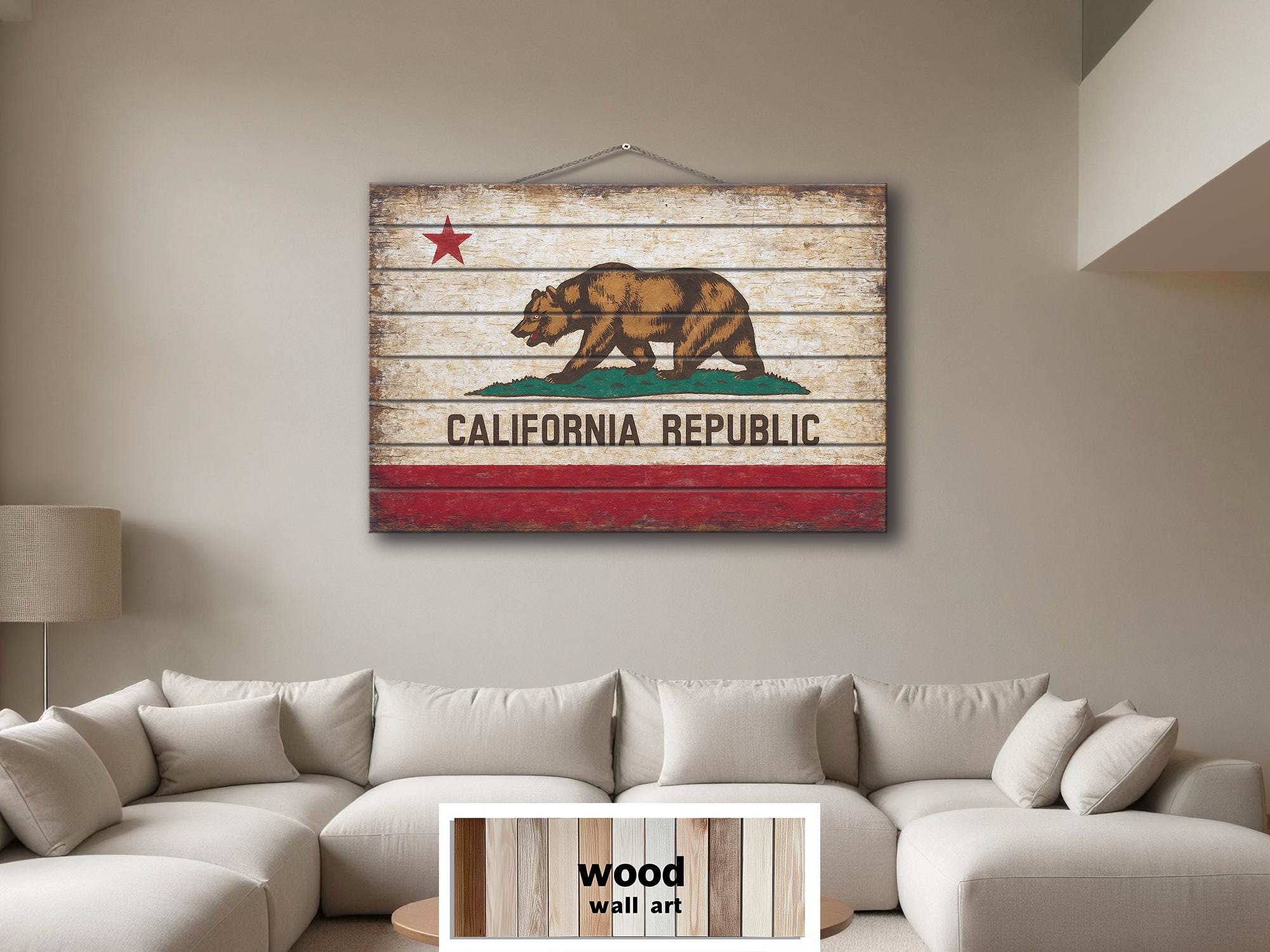 California Flag Distressed Wood Wall Art