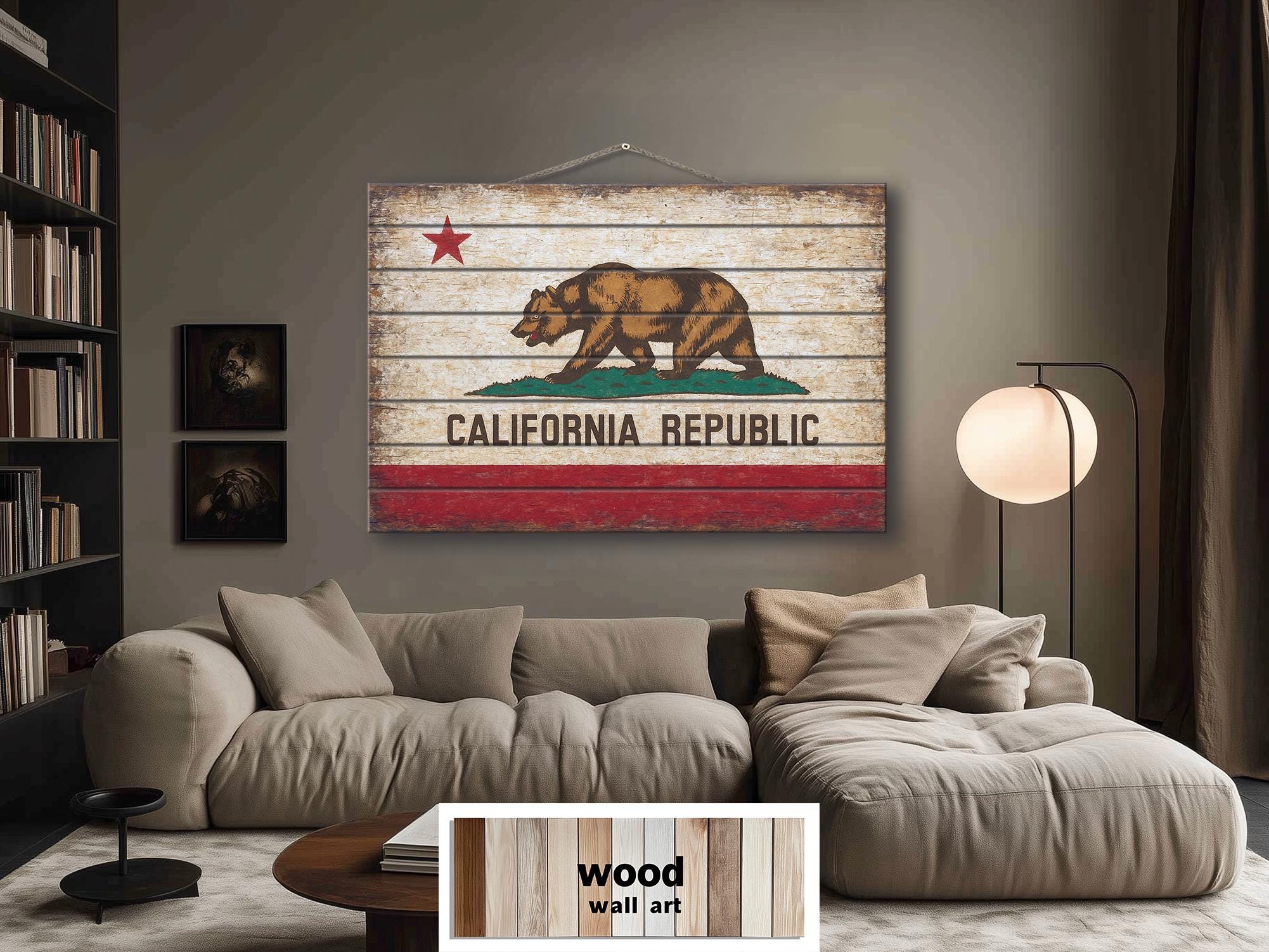 California Flag Distressed Wood Wall Art