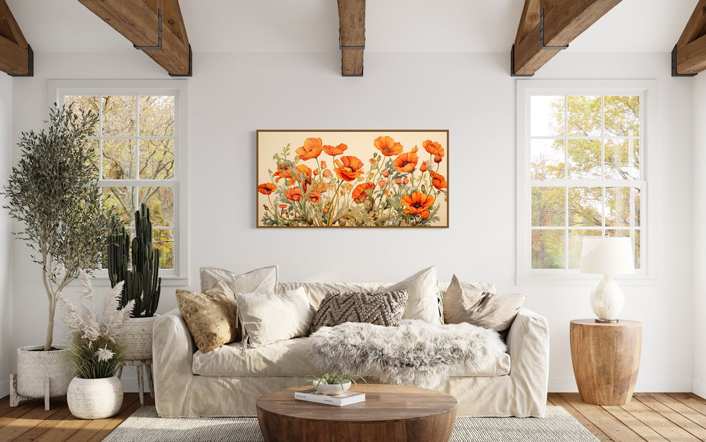California Poppies Framed Canvas Wall Art