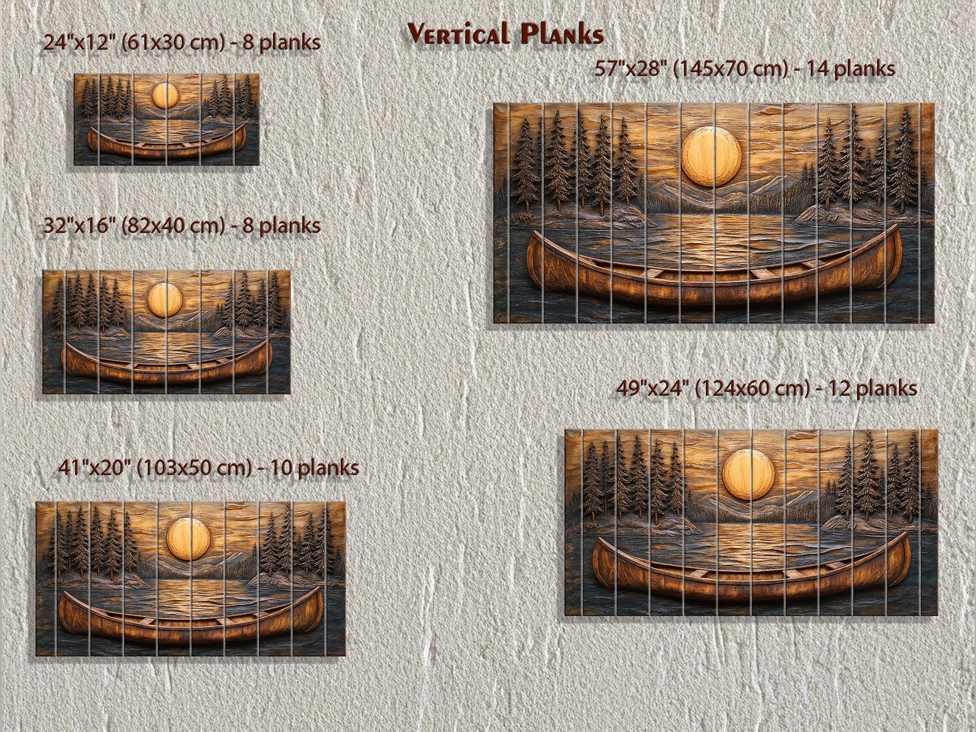 Canoe In The Lake At Sunset Wood Wall Art For Cabin Decor