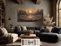 Canoe In The Lake At Sunset Wood Wall Art For Cabin Decor