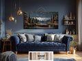 Canoe On Mountain Lake Distressed Wood Wall Art