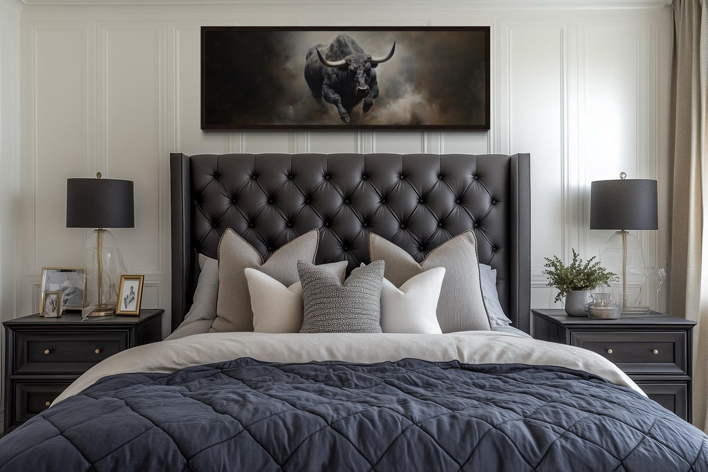 Charging Bull Long Horizontal Canvas For Men's Bedroom or Office