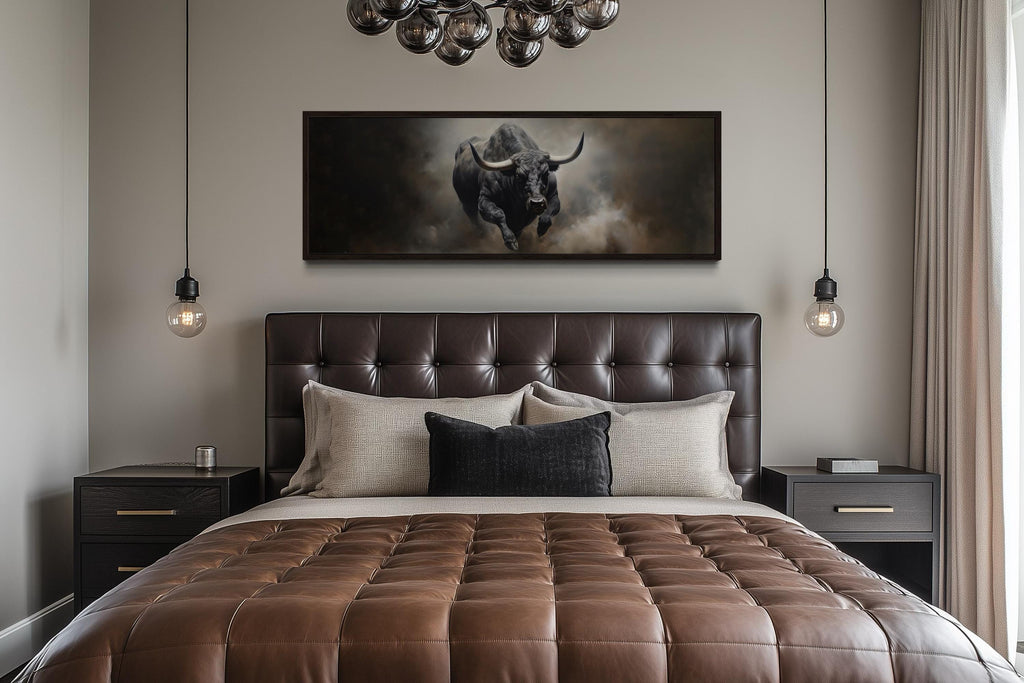 Charging Bull Long Horizontal Canvas For Men's Bedroom or Office