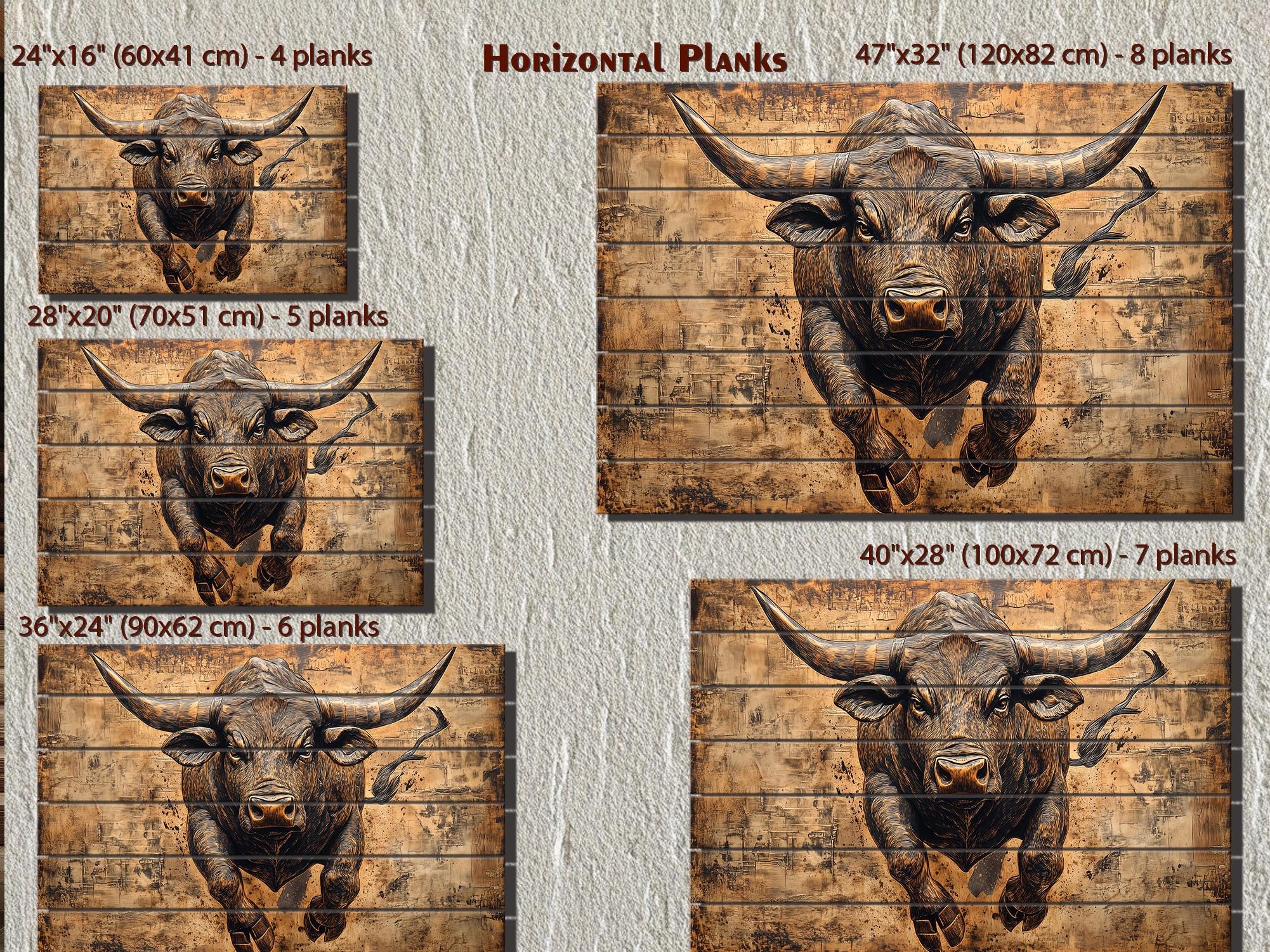 Charging Bull Real Wood Wall Art For Man Cave Or Office Decor