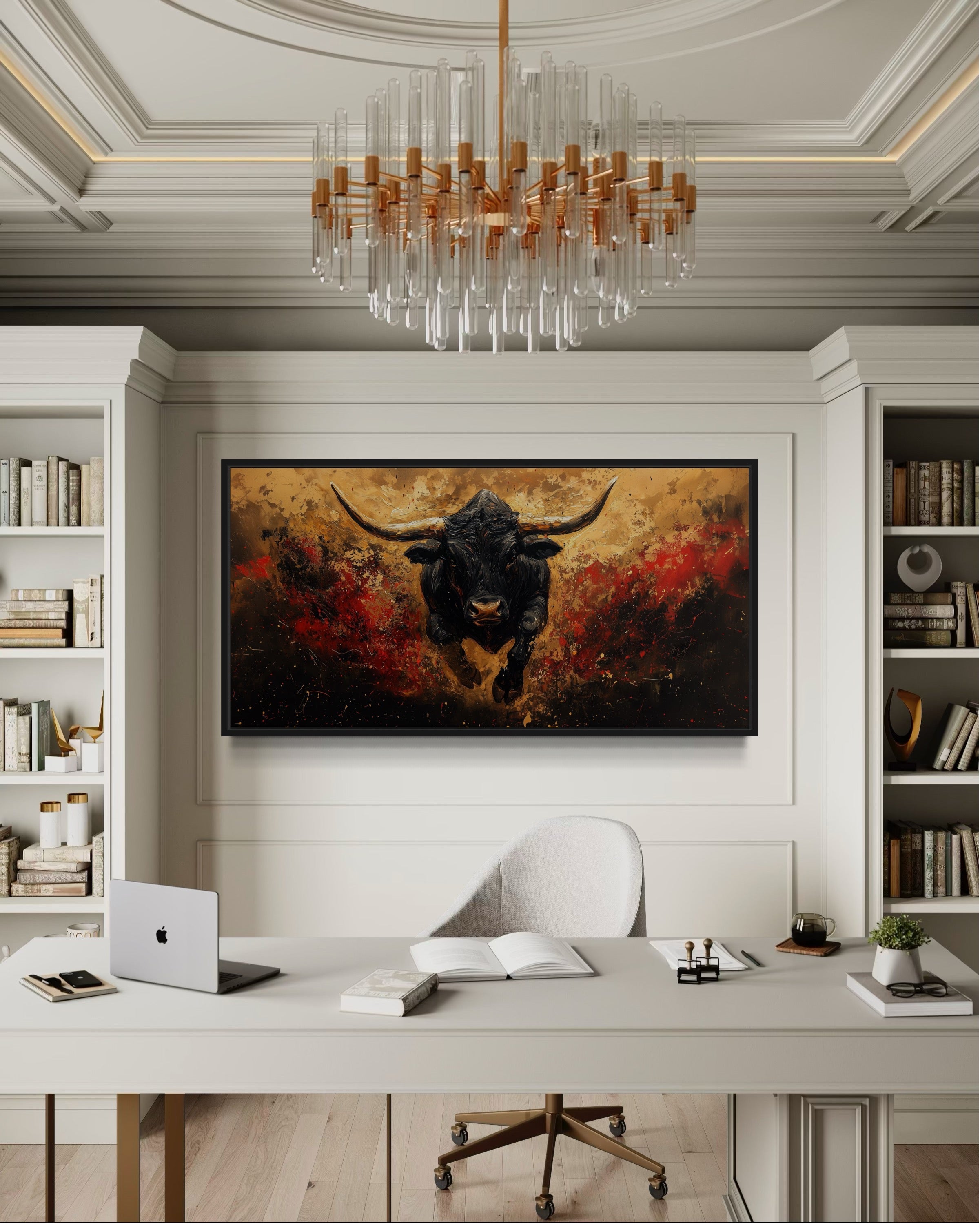 Charging Spanish Fighting Bull  -Toro Bravo Corrida Framed Canvas Wall Art