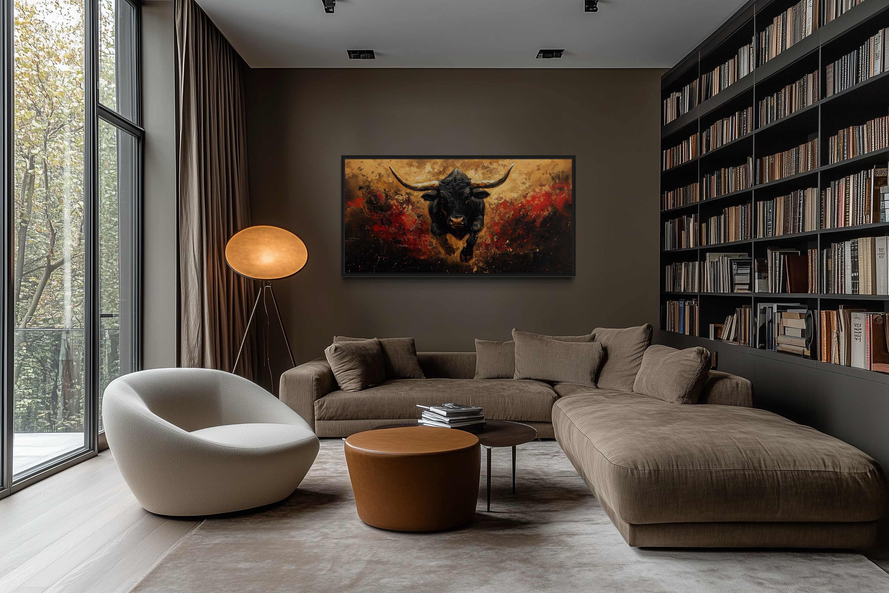 Charging Spanish Fighting Bull  -Toro Bravo Corrida Framed Canvas Wall Art