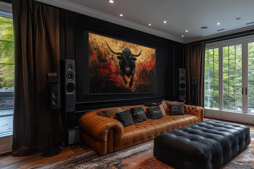 Charging Spanish Fighting Bull  -Toro Bravo Corrida Framed Canvas Wall Art