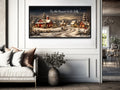 Christmas Eve Wall Art – Rustic Snowy Farmhouse Canvas | Cozy Holiday Decor