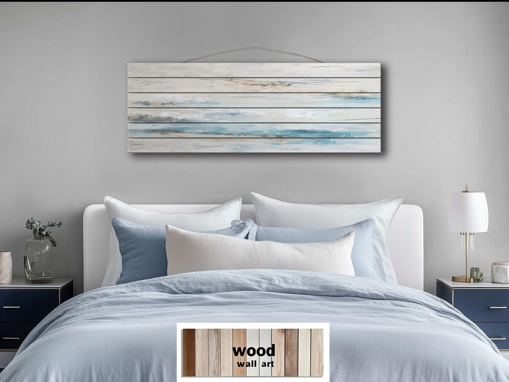 Coastal Abstract Ocean Distressed Wood Wall Art