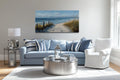 Coastal Beach Wall Art – Blue Beige Ocean Canvas Print | Horizontal Coastal Painting for Living Room