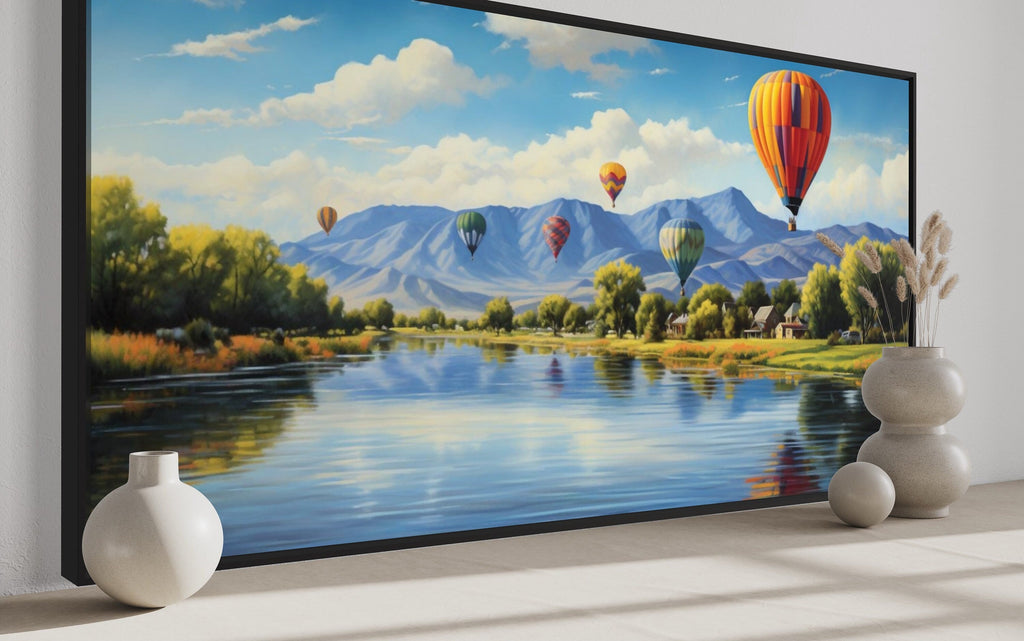 Colorado Springs Rocky Mountains Hot Air Balloons Canvas Wall Art