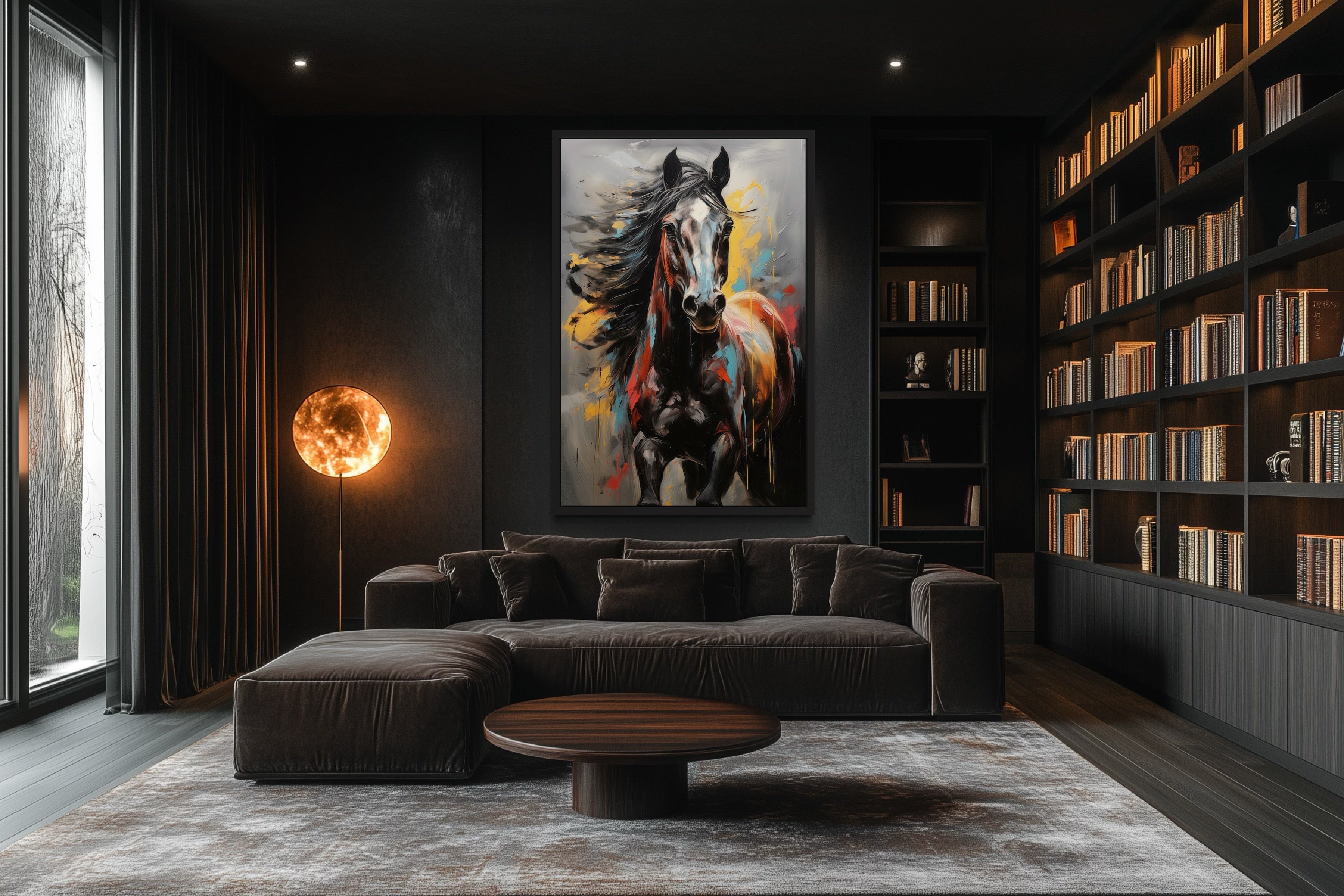 Colorful Abstract Horse Framed Canvas Wall Art