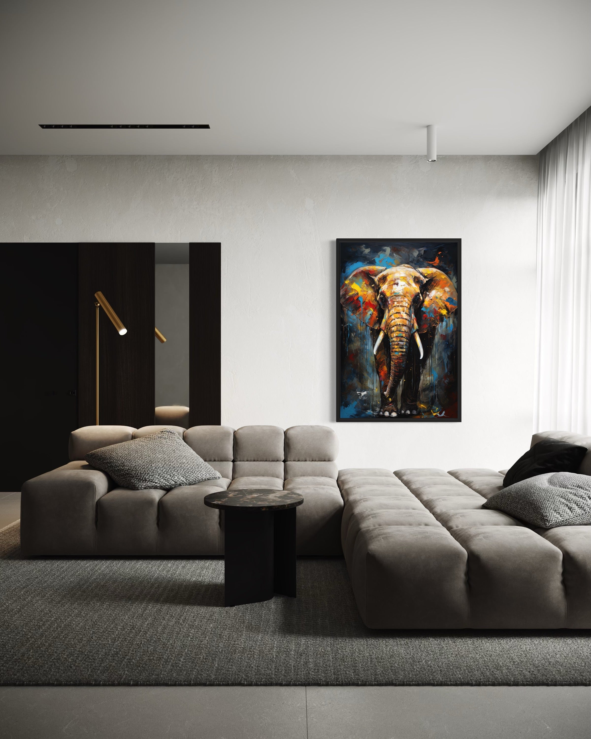 Colorful Graffiti Elephant Framed Canvas Wall Art