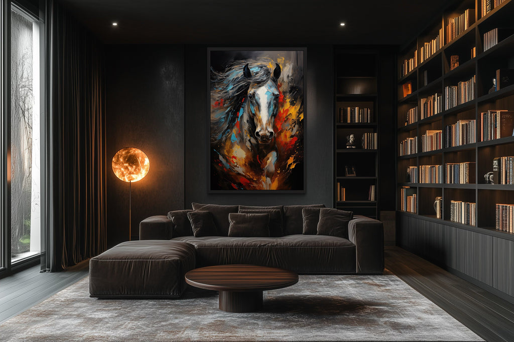 Colorful Horse Modern Abstract Painting Extra Large Framed Canvas Wall Art