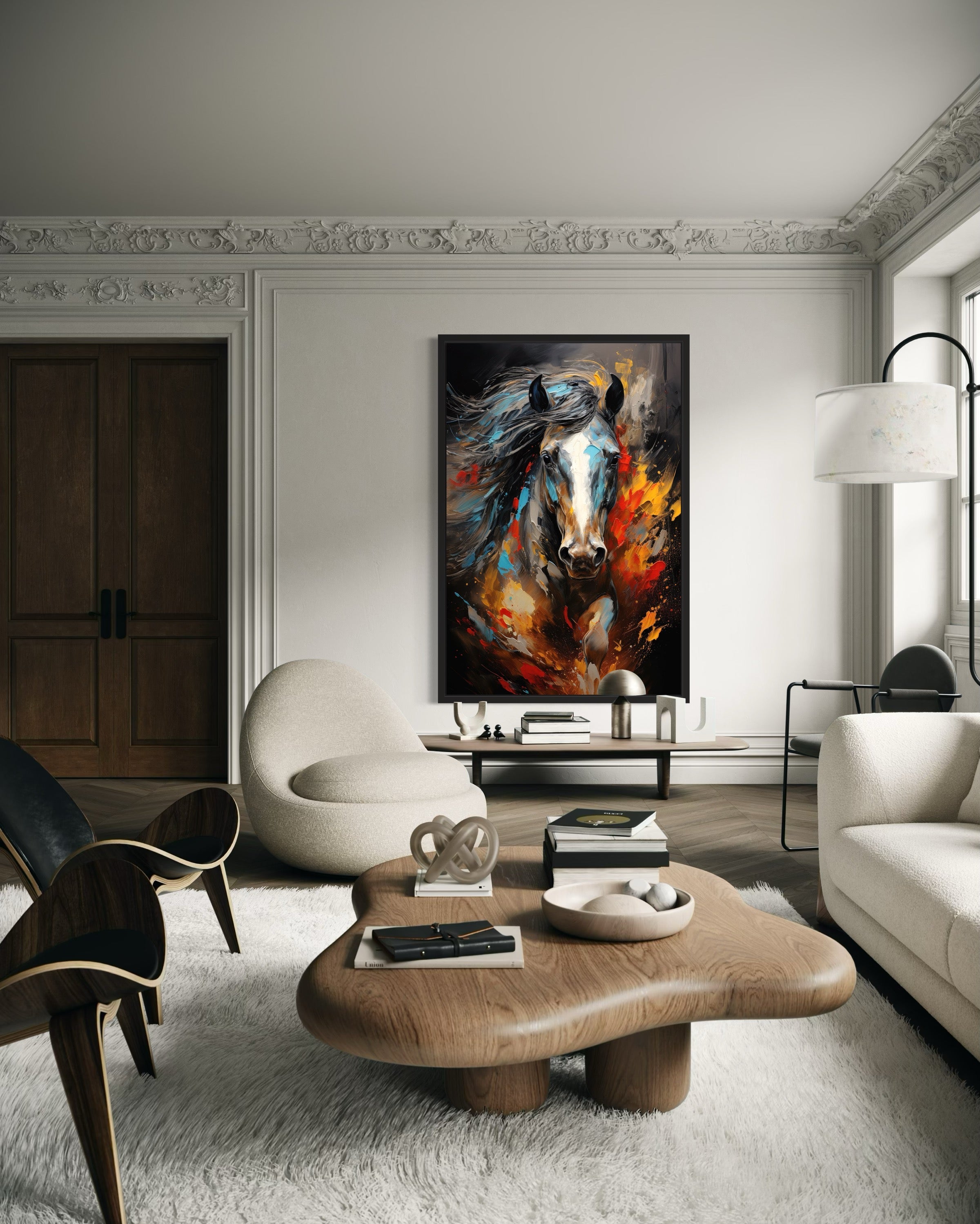 Colorful Horse Modern Abstract Painting Extra Large Framed Canvas Wall Art