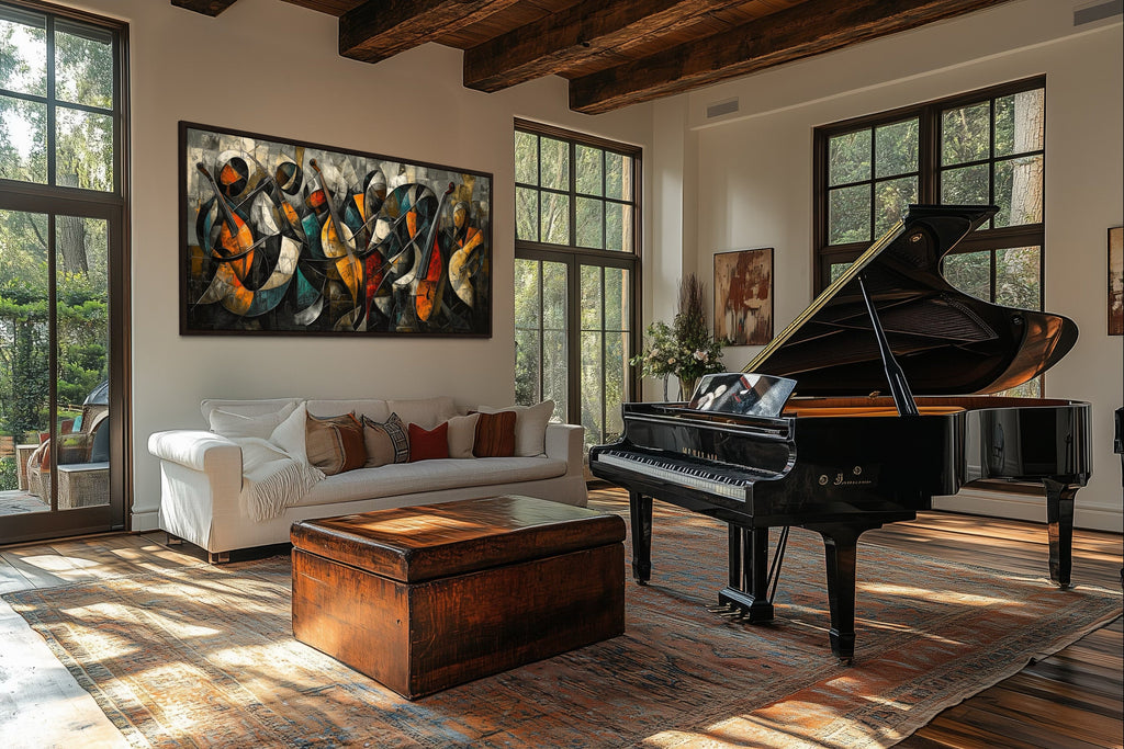 Colorful Jazz Band Abstract Painting Music Canvas Wall Art