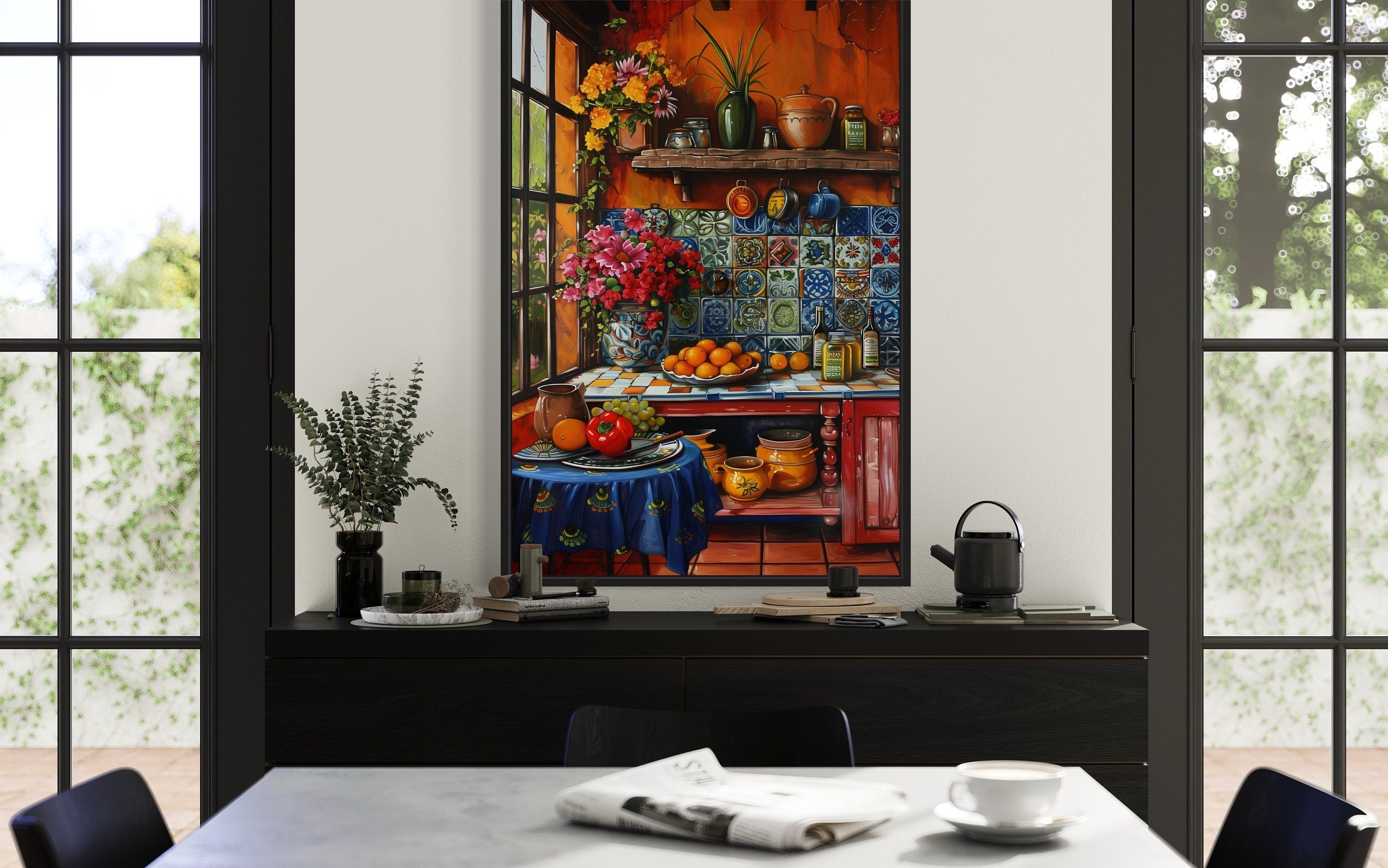 Colorful Mexican Kitchen Framed Canvas Wall Art