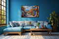 Colorful Mexican Village Street Framed Canvas Wall Art