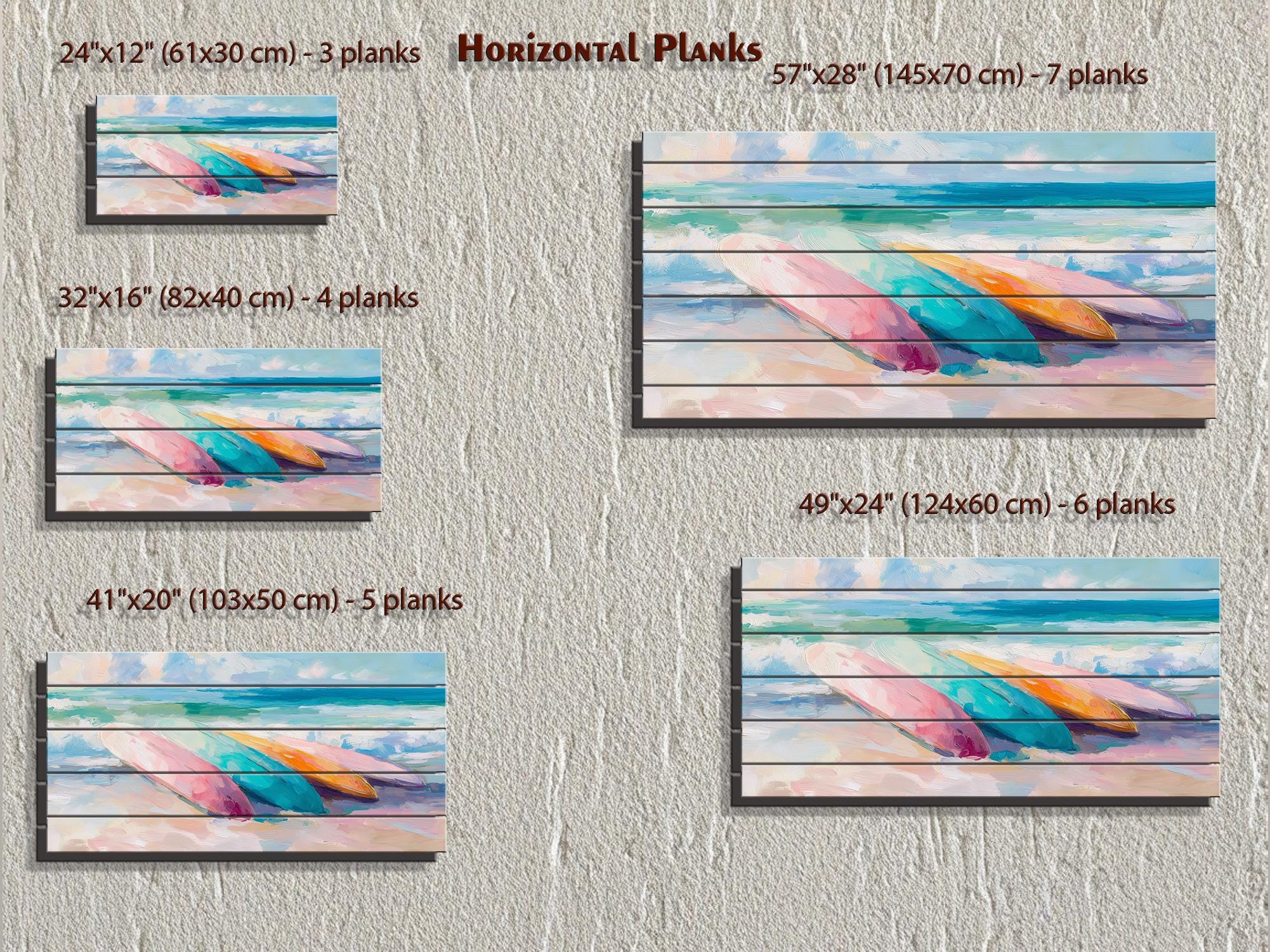 Colorful Surfboards Coastal Wood Wall Art