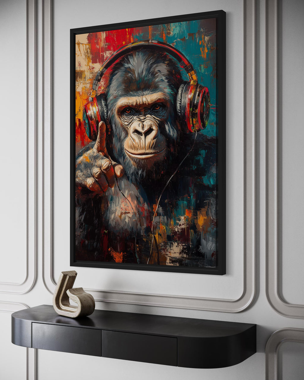 Cool DJ Gorilla With Headphones Canvas Wall Art
