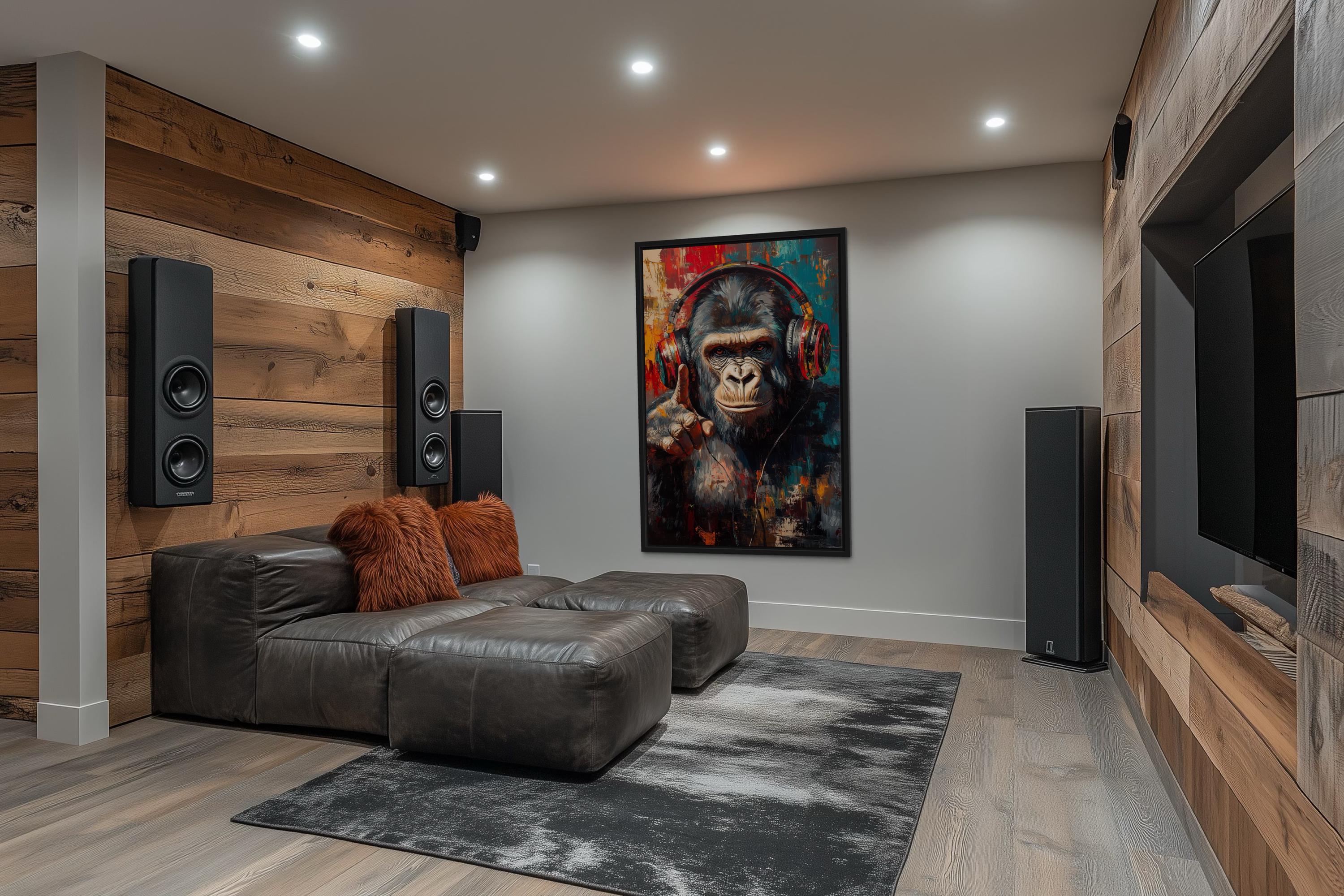 Cool DJ Gorilla With Headphones Canvas Wall Art