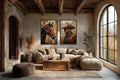 Cowboy And Horse Wall Art - Western Canvas Print Set of 2 | Rustic Ranch Decor