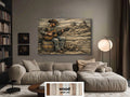 Cowboy Playing Guitar Wood Wall Art – Rustic Western Music Print on Distressed Wood Panel