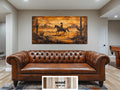 Cowboy Riding Through Desert Distressed Wood Wall Art
