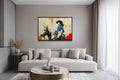 Cowgirl On Horse Graffiti Framed Canvas Wall Art