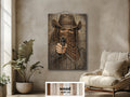 Cowgirl With A Gun Wood Wall Art - Distressed Western Outlaw Woman Print on Rustic Wood Panel