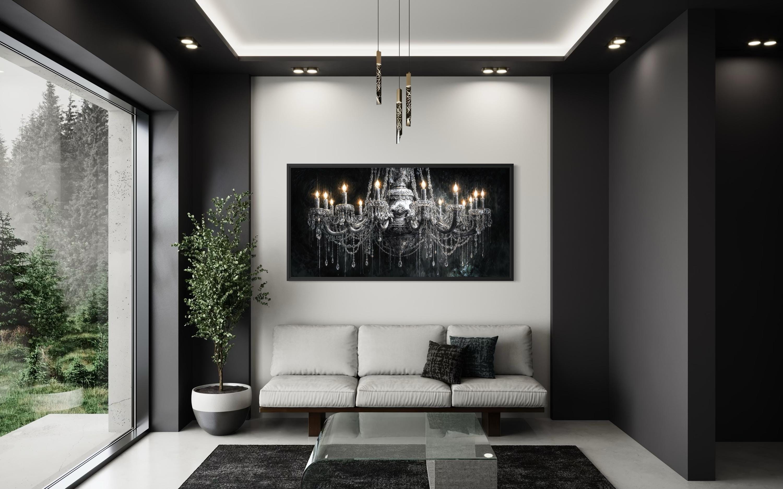 Crystal Chandelier Large Horizontal Canvas Wall Art