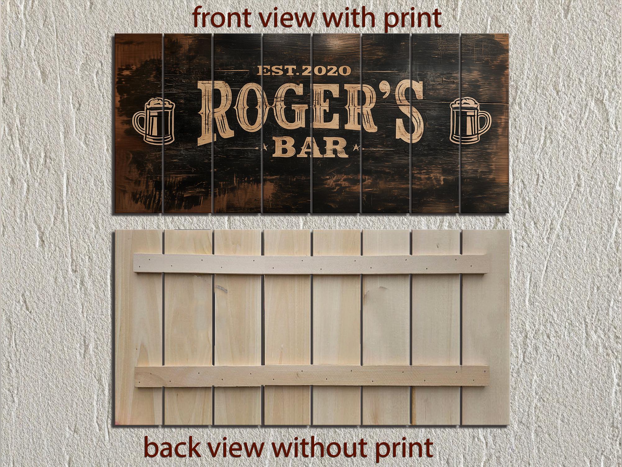 Custom Bar Name Sign On Wood - Rustic Man Cave Wall Art Distressed Wood Wall Decor