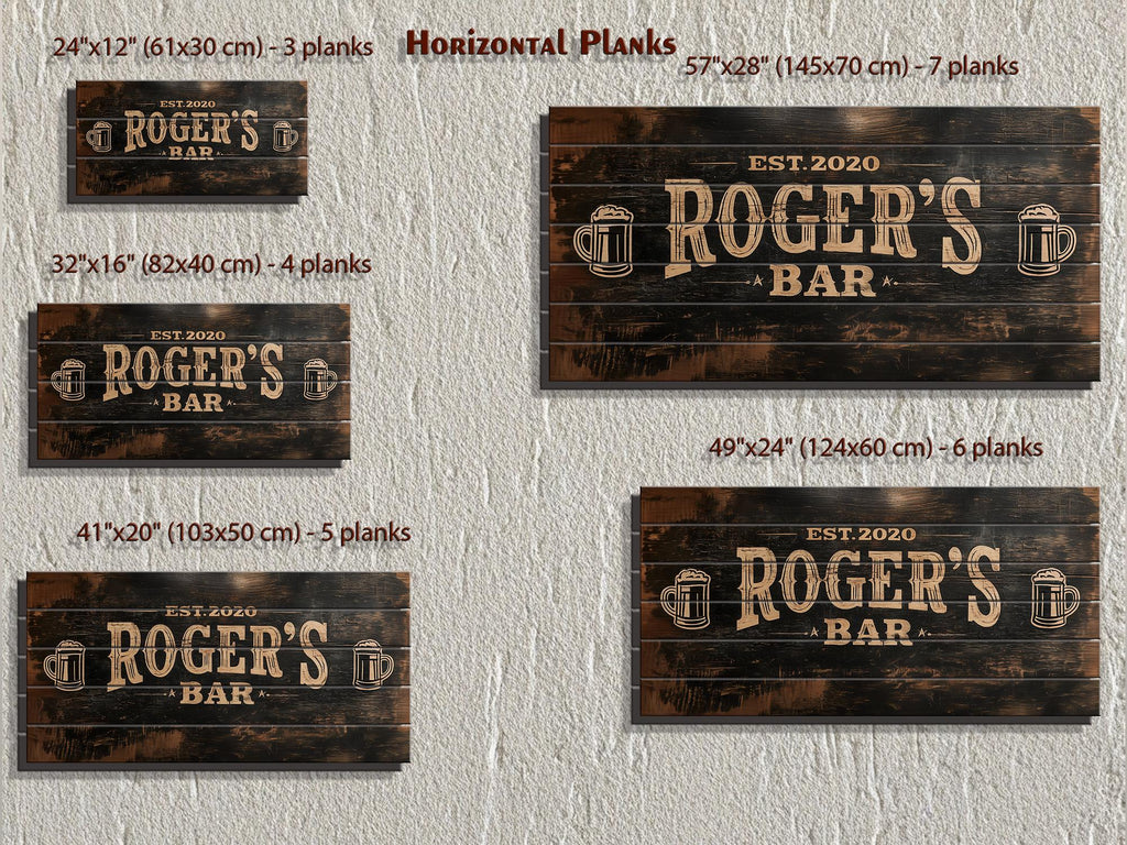 Custom Bar Name Sign On Wood - Rustic Man Cave Wall Art Distressed Wood Wall Decor