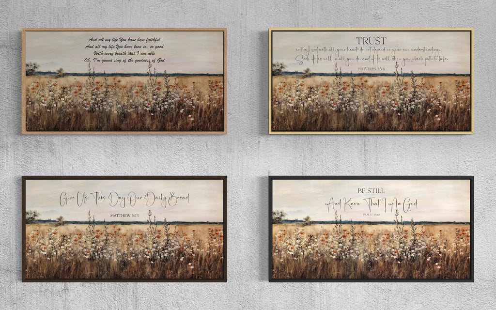 Custom Scripture Wall Art - Personalized Bible Verse Canvas Print With Wildflower Landscape