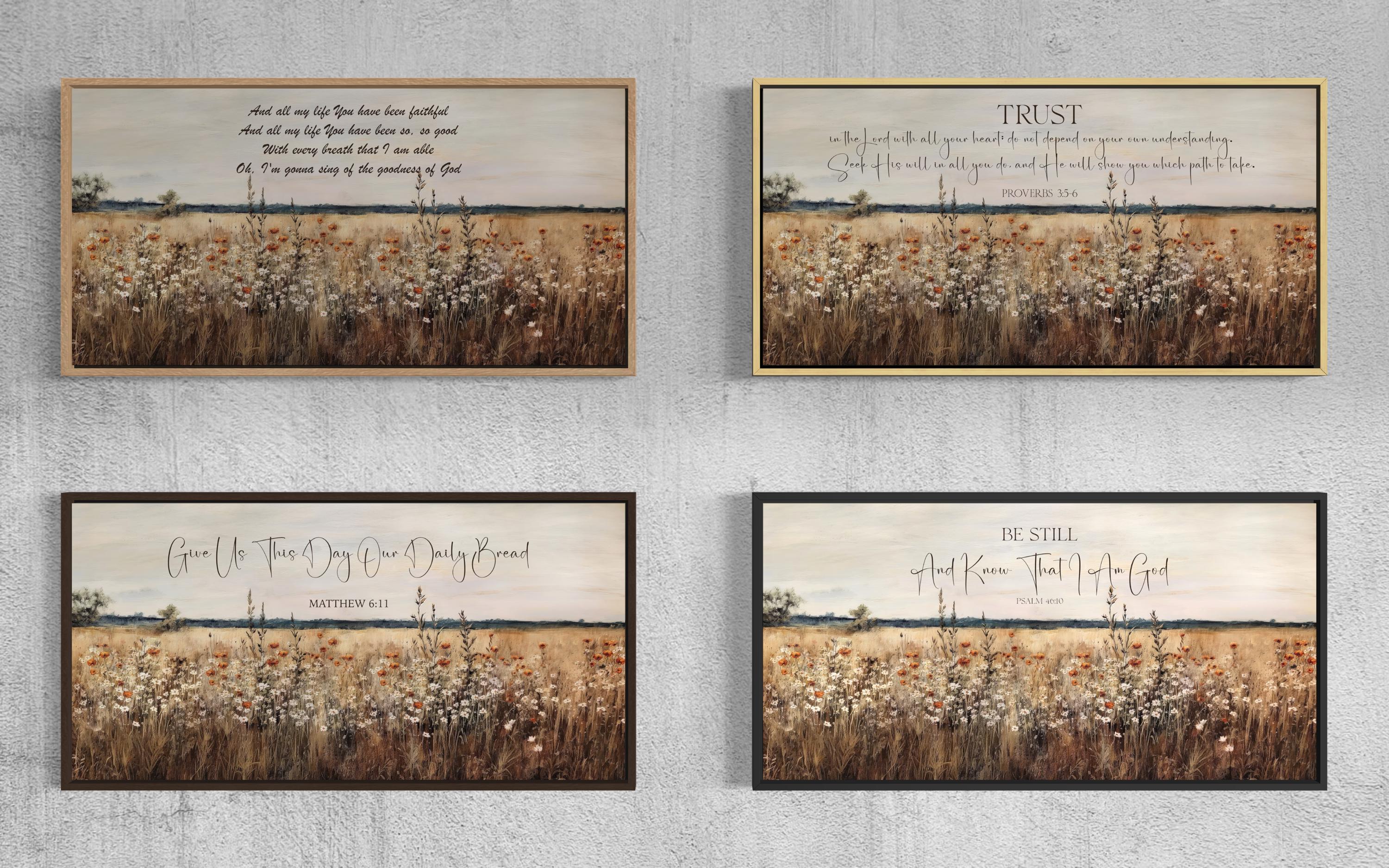 Custom Scripture Wall Art - Personalized Bible Verse Canvas Print With Wildflower Landscape