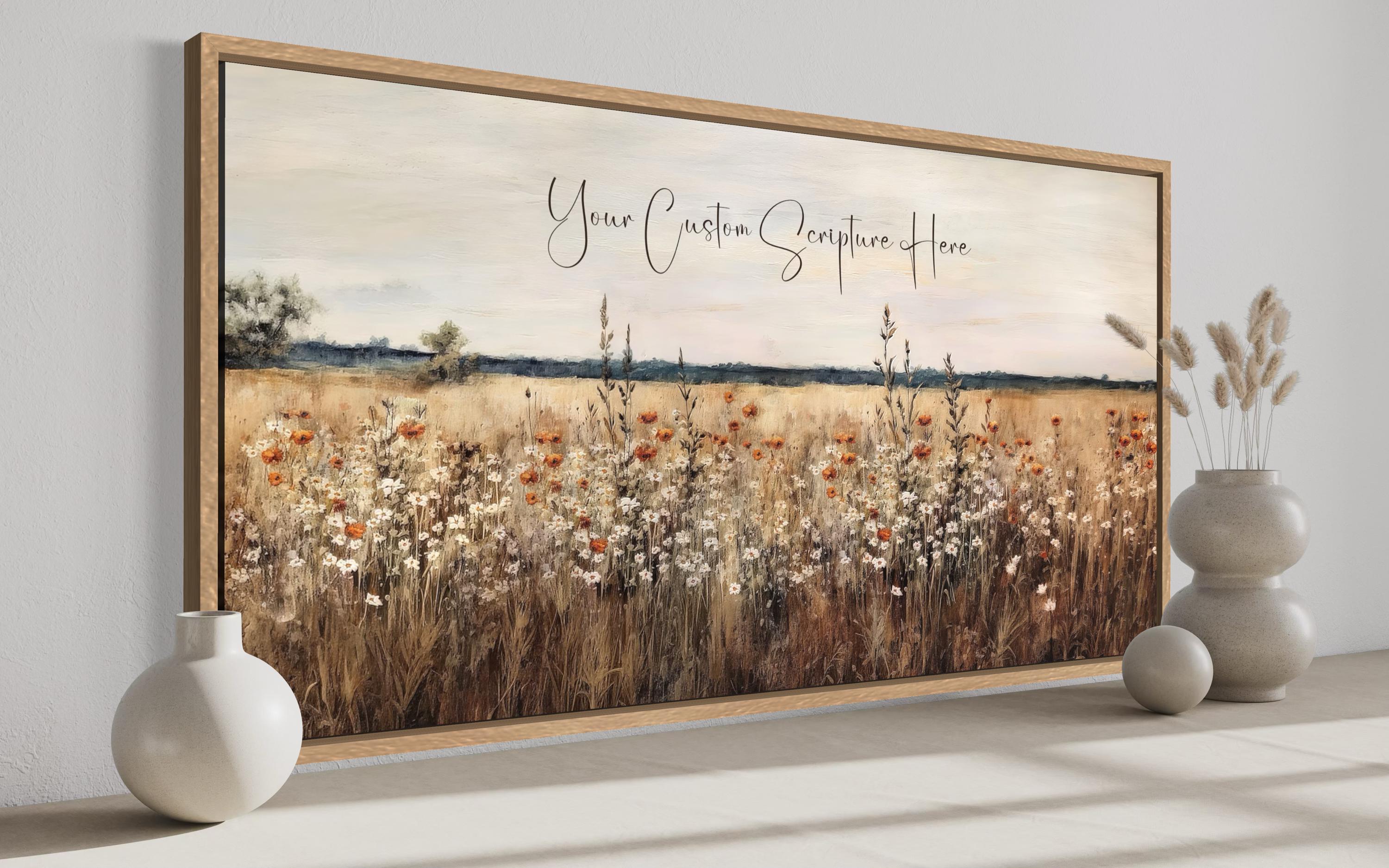 Custom Scripture Wall Art - Personalized Bible Verse Canvas Print With Wildflower Landscape
